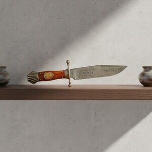 Franklin Mint USA Civil War Themed Stainless Fixed Blade Bowie Knife Limited Ed.
